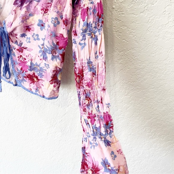 Free People Top Women's Small Venice Tie Front Hippie Boho Blouse Coquette Girl - Picture 5 of 10